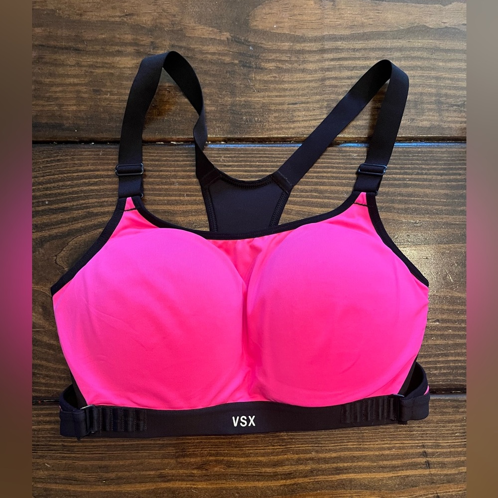 Victoria’s Secret VSX size 34D hot pink and black sports bra